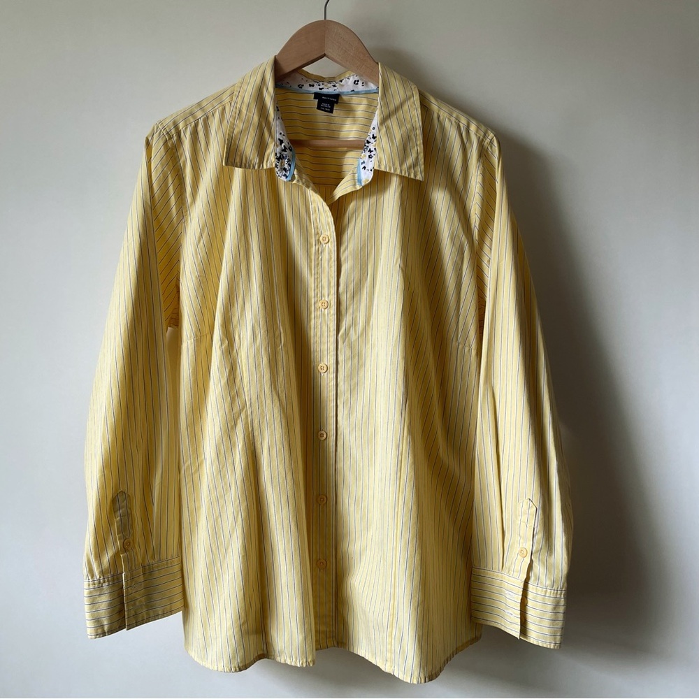 Basic Editions Yellow Button Down Shirt Size XXL - Picture 2 of 14